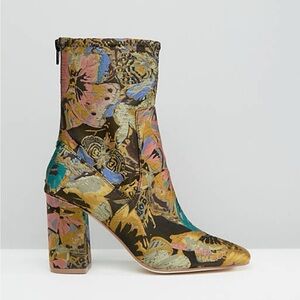 ASOS Elmery Jacquard Floral Patterned Ankle Boots